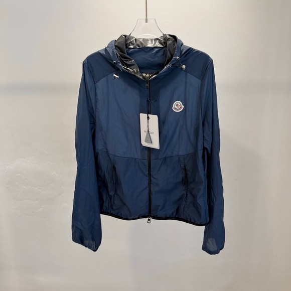 Moncler Jackets & Blazers - Moncler Navy Hooded Packable Windbreaker Jacket